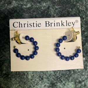 Christie Brinkley Blue Beaded Hoop Earrings
